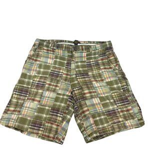 Club Room Mens Plaid Cotton Shorts 38 Green Multi-Color Patchwork Casual